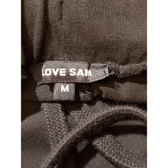 Love Sam Med Beaded Cuff Soft Knit Elastic Waist Pockets Drawstring Black Pants - Picture 9 of 10